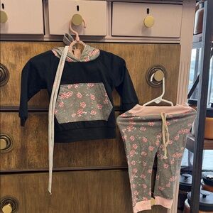 Floral Kids Joggers with Pink Accents